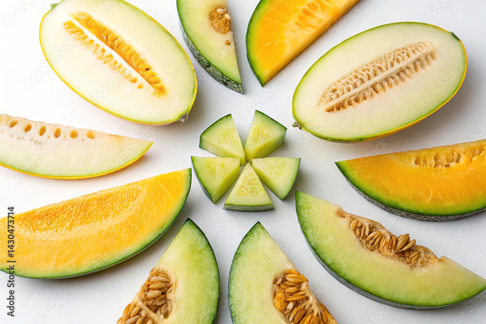 Whole melon isolated on white background
