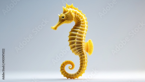 Yellow Tigertail Seahorse with Pregnant Male Isolated on Background photo