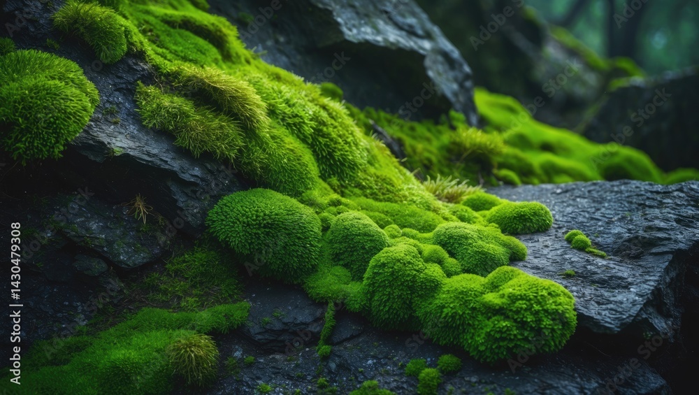 Green moss pattern on textured surface Green moss pattern on textured surface