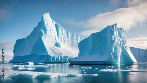 Ice-covered Antarctic glaciers in a snowy landscape