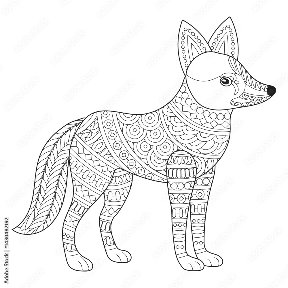 Obraz premium Intricate Fox Line Art for Coloring