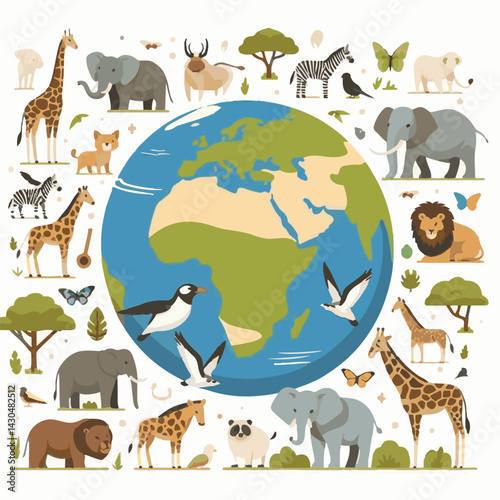 earth, nature, elephant, wildlife, environment, giraffe, animal, planet, wild, ecology, conservation, green, life, day, environmental, forest, natural, concept, world, protection, animals, deer, bird,