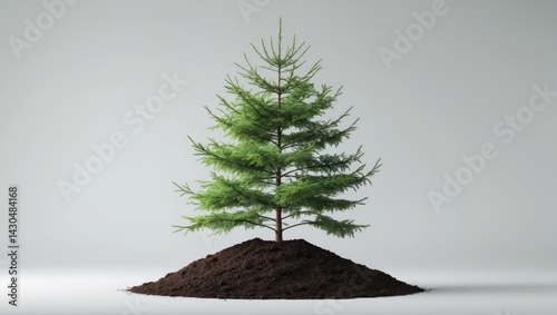 Young spruce sapling. Isolated on a white background.