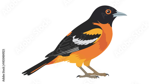 A graceful oriole bird perched calmly in vivid colors

