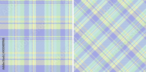Texture fabric textile of background pattern seamless with a plaid tartan vector check. Set in light colors for pillow arrangement on bed.
