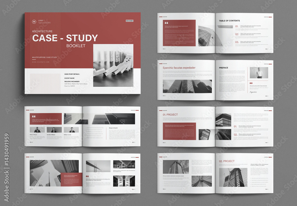 Case Study Booklet Template Landscape Stock Template | Adobe Stock