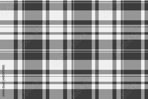 Classic grey plaid pattern. Seamless tartan texture, ideal for backgrounds, textiles, and design projects requiring a timeless, versatile fabric look.