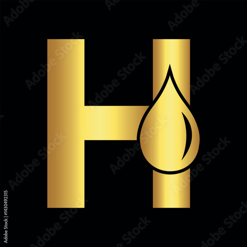 Water Logo combine with letter H vector template