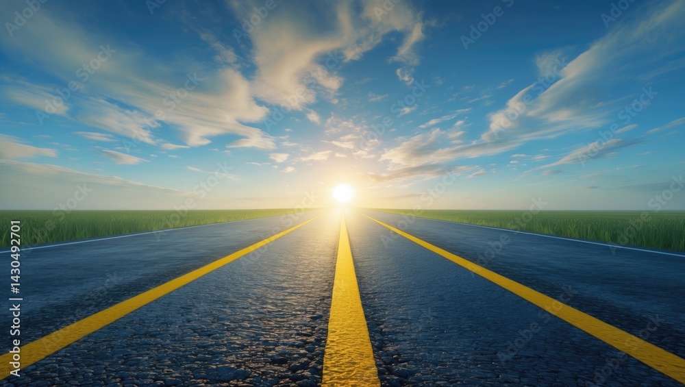 Sky and clouds above an empty asphalt highway Sky and clouds above an empty asphalt highway