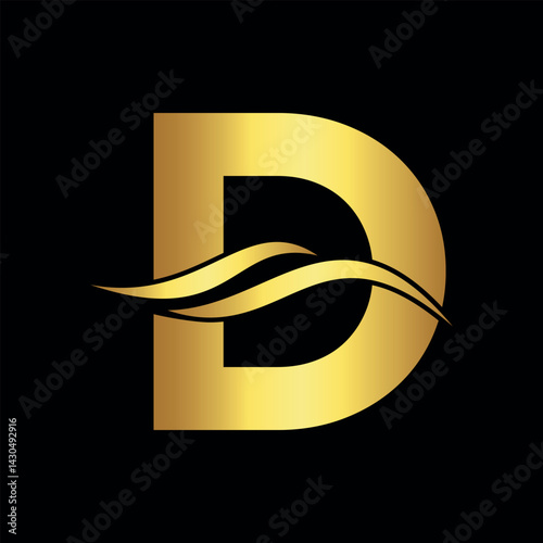 Water Logo combine with letter D vector template