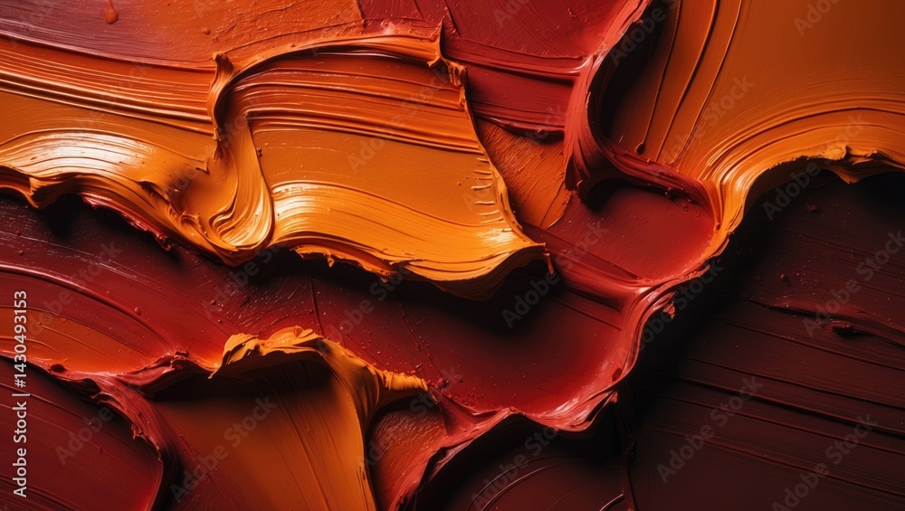 Obraz premium Modern style hand-drawn painting featuring a red brown gradient and bold brush strokes.