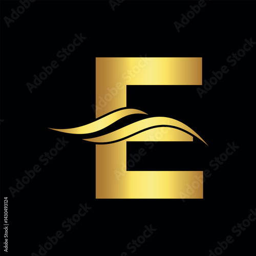 Water Logo combine with letter E vector template