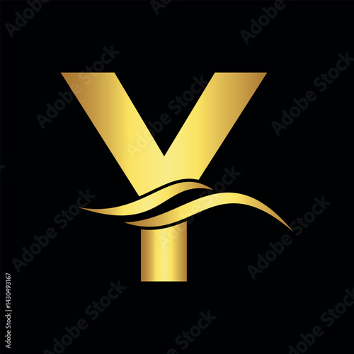 Water Logo combine with letter Y vector template