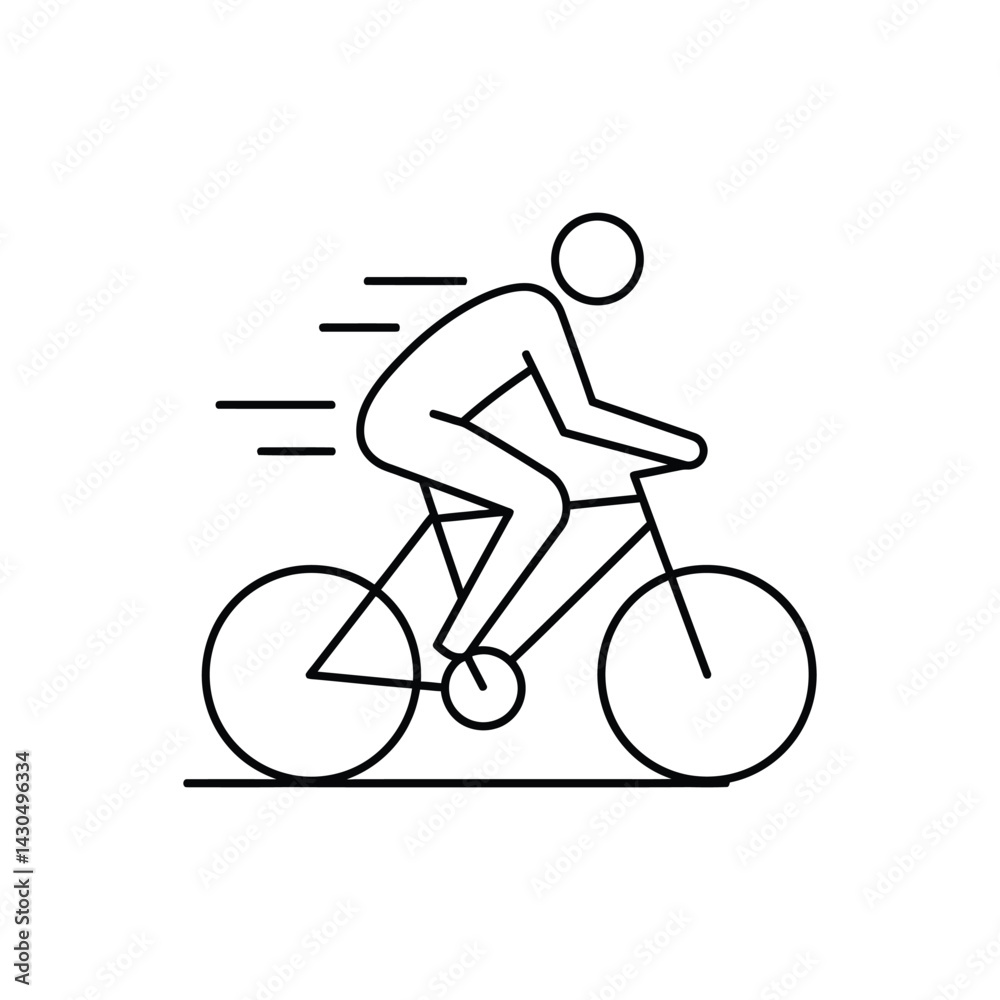 Obraz premium Health & Exercise Vector Icon of a Person Biking for Fitness