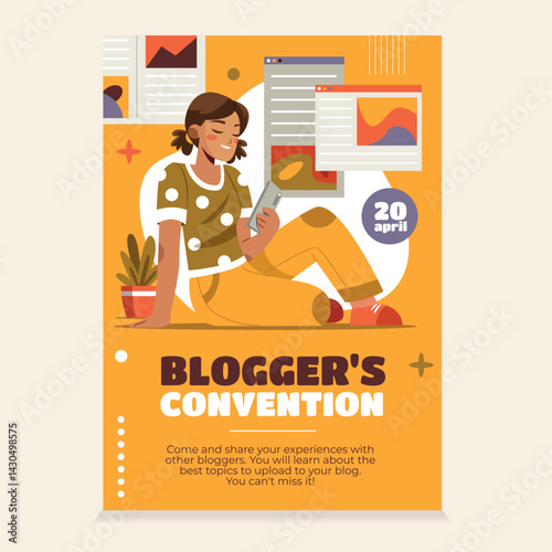 Blogger's Convention Hand Drawn Flat Poster