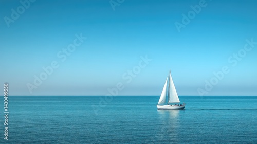 Solitary sailboat on a serene ocean
