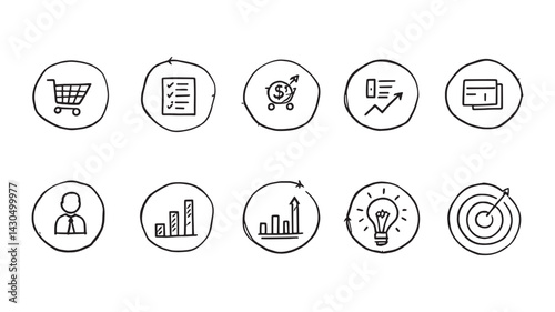 Sales Conversion line art illustration focusing on business growth methods