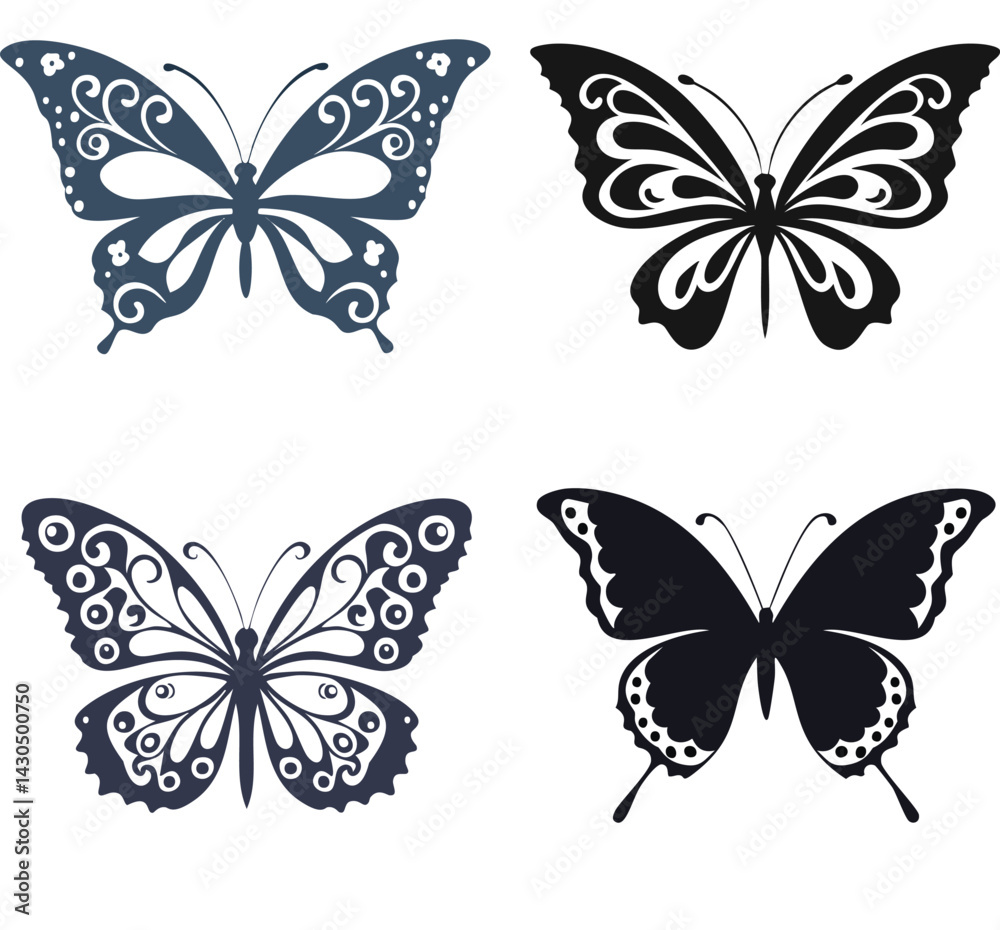 set of butterflies set of butterflies