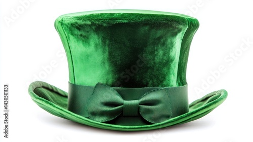 Emerald green top hat with a dark green bow