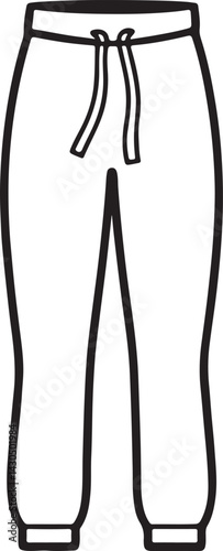 brown sweatpants for sports line art, black outline, vector and illustration, coloring book page line art drawing