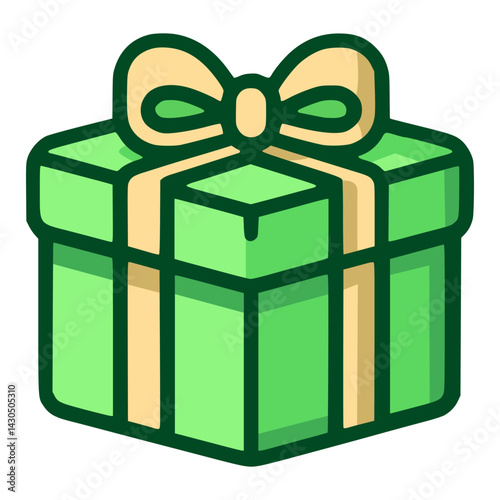 green gift box surprise celebration birthday flat color vector illustration template design