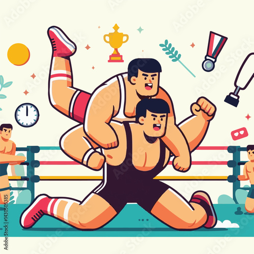 sport, wrestling, athlete, competition, wrestler, fight, isolated, match, man, male, vector, training, fighter, background, people, greco, illustration, game, men, grappling, professional, icon, athle