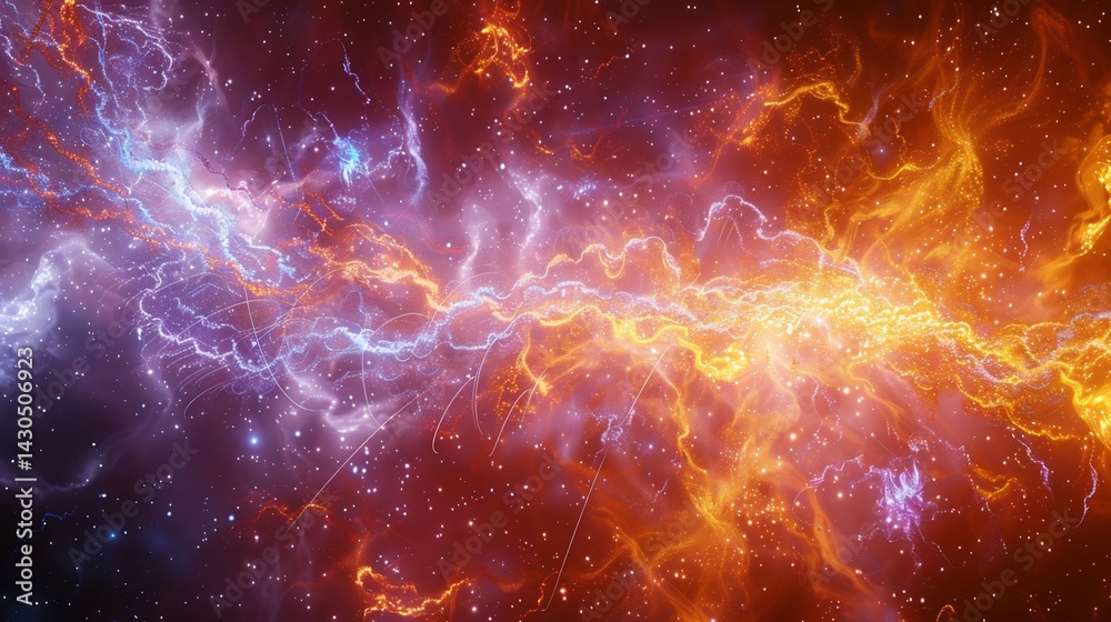 Fototapeta premium Mesmerizing space time entanglement visualization where energy filaments connect quantum states across the universe