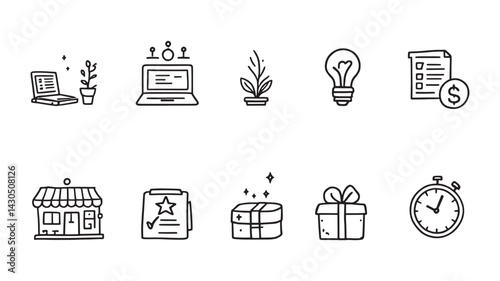 Small Business line art modern creative design for entrepreneurs