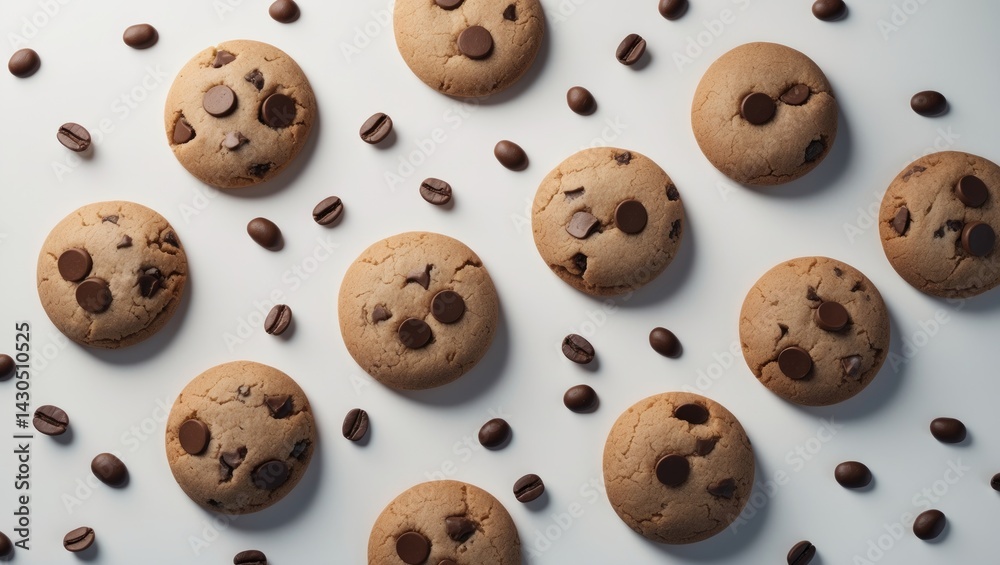 Chocolate dessert banner with cookies and copy space on white background Chocolate dessert banner with cookies and copy space on white background