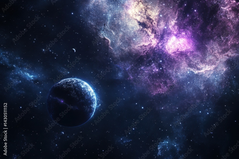 Vibrant cosmic scene featuring Earth illuminated by distant galaxies and nebulae Vibrant cosmic scene featuring Earth illuminated by distant galaxies and nebulae