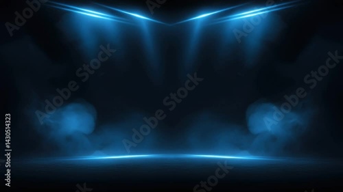 Dramatic blue lighting with smoke on a dark background  