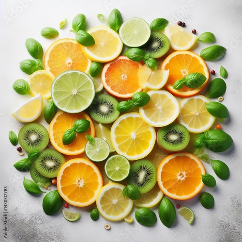 Wallpaper Mural Citrus Medley pattern on white Torontodigital.ca