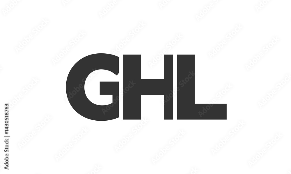 Obraz premium GHL logo design template with strong and modern bold text. Initial based vector logotype featuring simple and minimal typography. Trendy company identity.