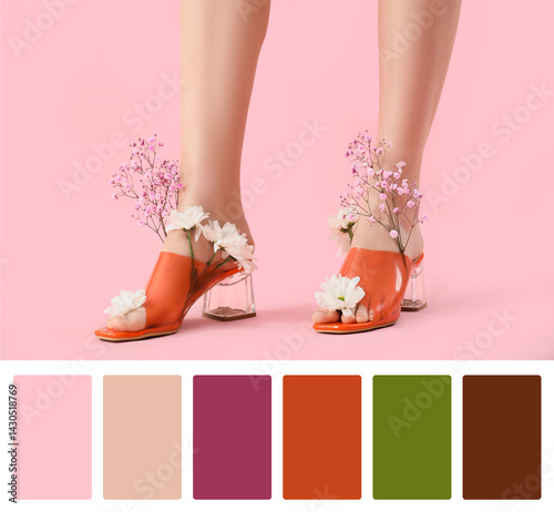 Female legs in heeled sanda...