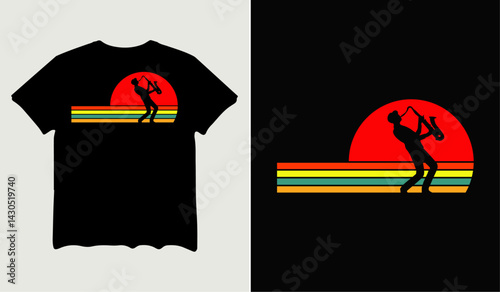 Retro style saxophonist t-shirt design for t-shirt quotes or poster svg printable cut file