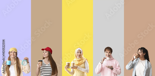 Set of people drinking coff...
