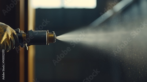 Spray Nozzle Emitting Liquid in Industrial Setting