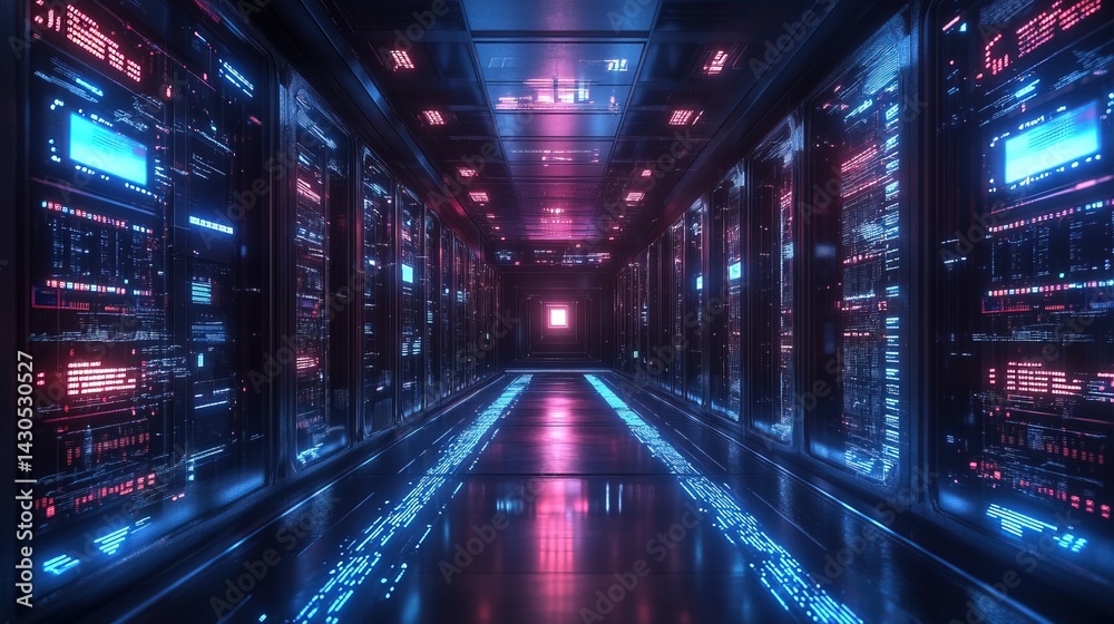 Fototapeta premium Futuristic Data Center Corridor