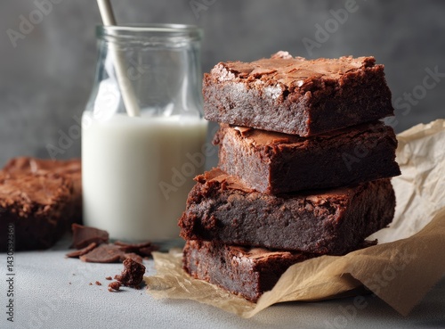 Stacked Brownie with Milk