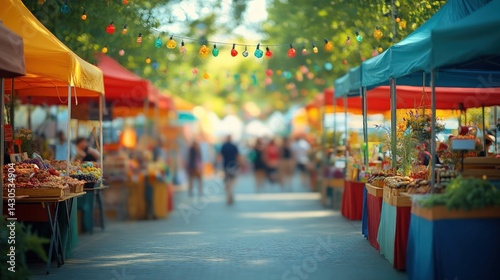 Vibrant outdoor market scene
