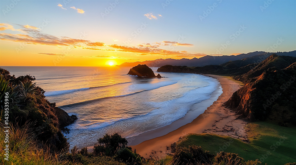 Obraz premium sunset over a peaceful ocean