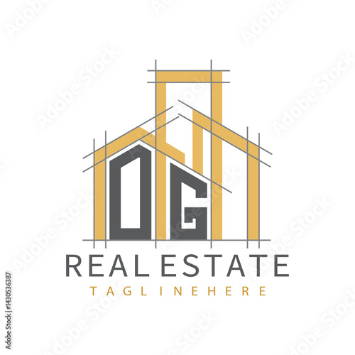 initial monogram logo for real estate with Home and Building shape creative design.