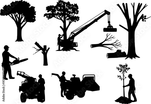 Tree Services vector eps, Silhouette, Logo, Tree Services vector eps Cut Files for Cricut Design, Tree Services Digital Commercial Clipart - PNG, EPS