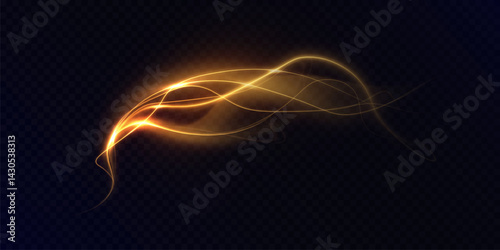 Magic golden comet with luminous trails and bright shimmer. Light effect for fantasy scenes and fabulous game interfaces.