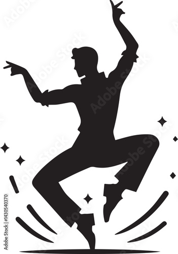 dancing man vector illustration, dancing man silhouette vector, man logo vector full body