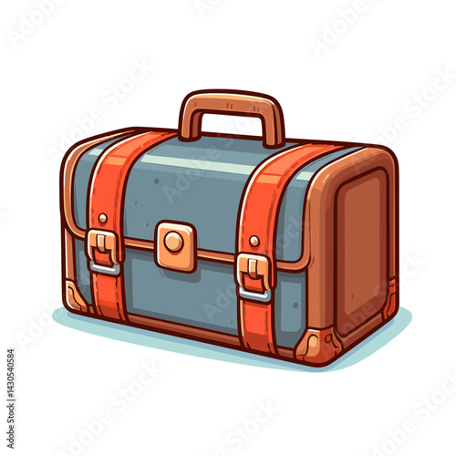 Vintage leather suitcase with straps and buckles. Great for travel blog illustrations and vacation planning websites.
