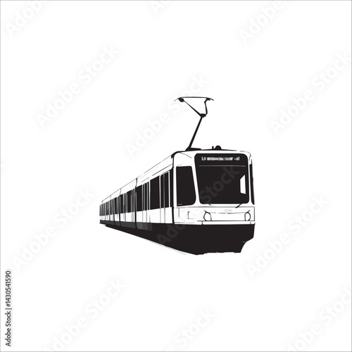 tram image, vector, black and white, graphics

