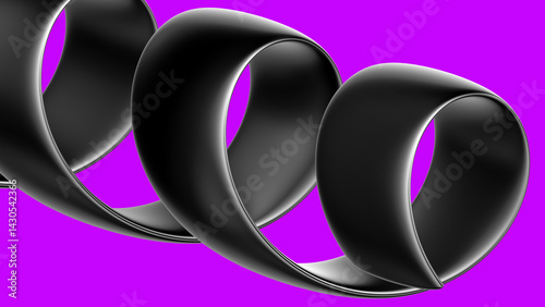 Abstract black 3D spring against purple background - 4K Wallpaper