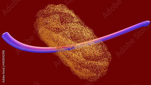 Golden cloud against a wine-red background with a purple sword - 4K Wallpaper