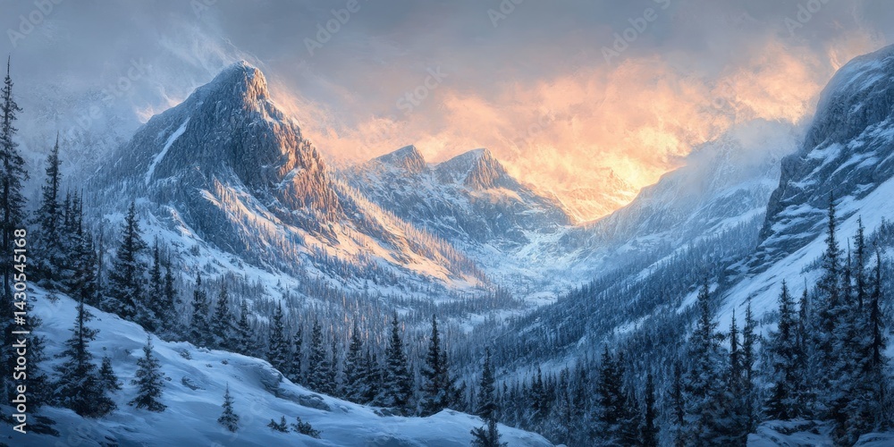 Obraz premium Affect at Hallet Peak: Rocky Mountain National Park Winter Sunrise